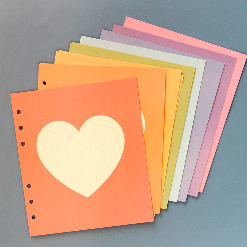 Jam Studio Pastel heart grid wide A6 6 ring paper refill set Jam Studio Pastel heart grid wide A6 6 ring paper refill set