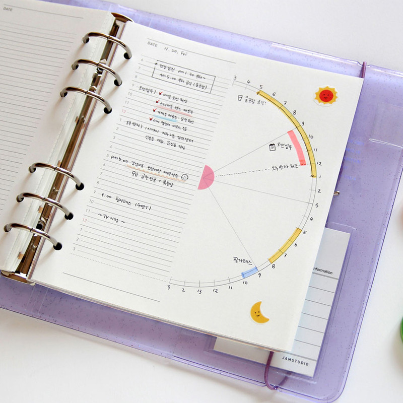 Usage example - Jam Studio Daily time plan wide A6 6 ring paper refill set Usage example - Jam Studio Daily time plan wide A6 6 ring paper refill set