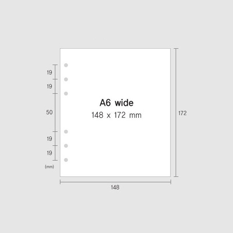 Size - Jam Studio Study planner wide A6 6 ring paper refill set