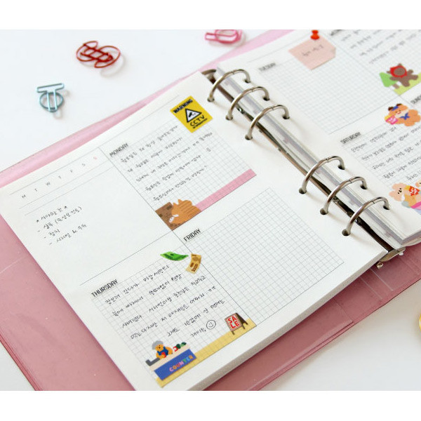 Usage example - Jam Studio Weekly planner wide A6 6 ring paper refill set