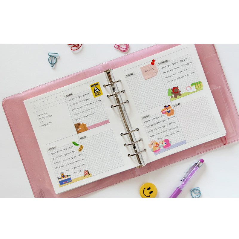 Usage example - Jam Studio Weekly planner wide A6 6 ring paper refill set