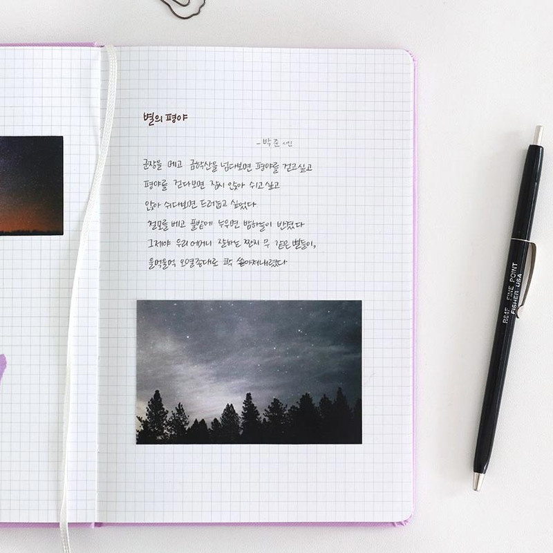 Usage example of Indigo Prism 200 hardcover grid notebook with elastic band