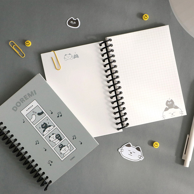 03 Gray (grid) - ICONIC Doremi A6 size spiral bound notebook 03 Gray (grid) - ICONIC Doremi A6 size spiral bound notebook