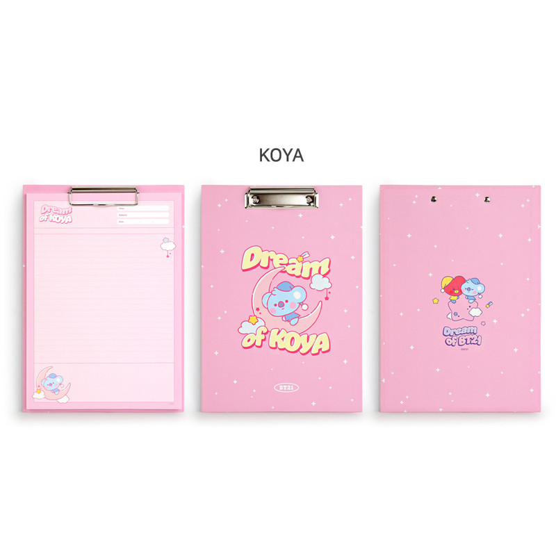KOYA - BT21 Dream baby A4 size clipboard holder with notepad set