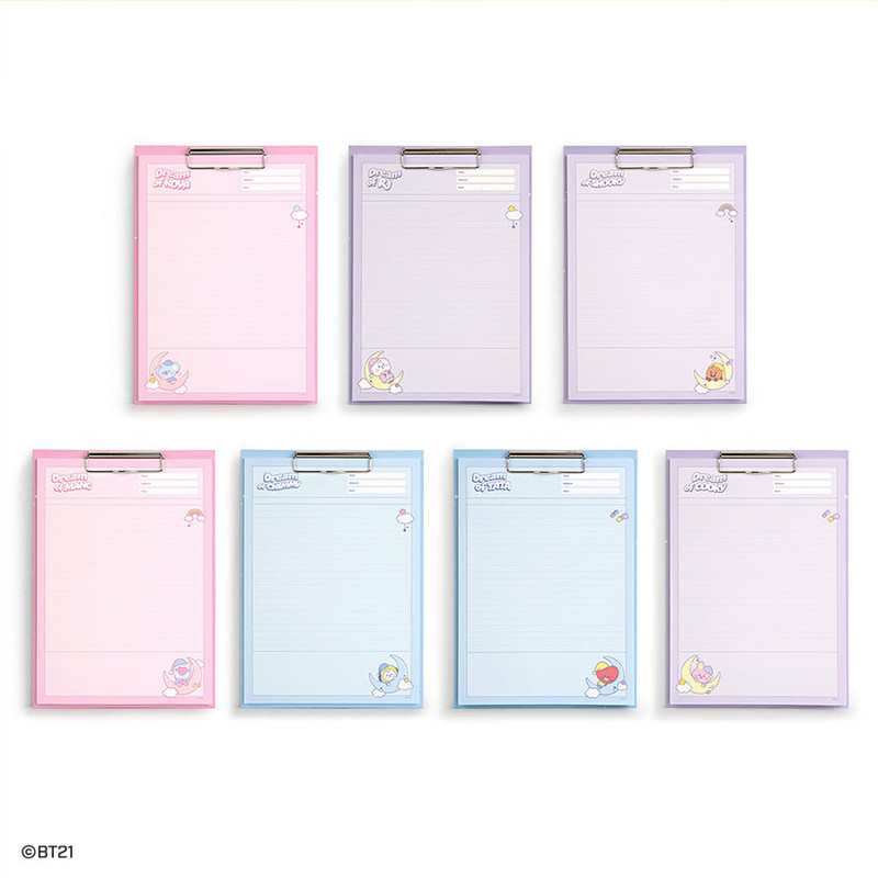 BT21 Dream baby A4 size clipboard holder with notepad set