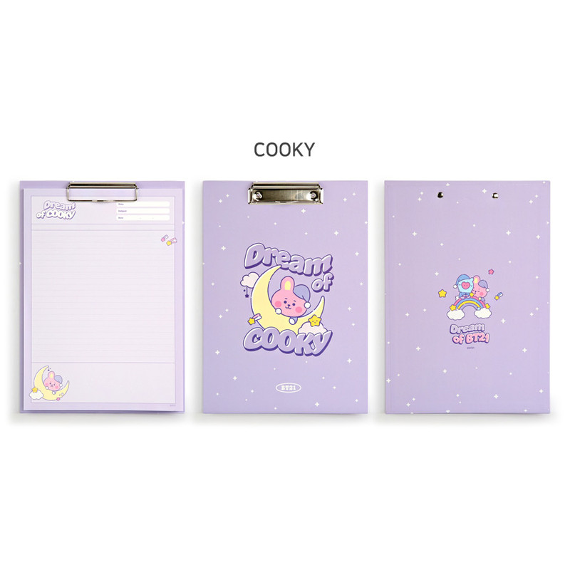 COOKY - BT21 Dream baby A4 size clipboard holder with notepad set