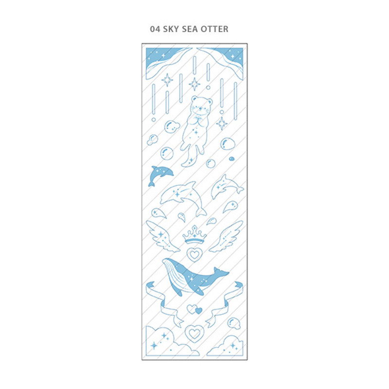 Sky Sea Otter - PLEPLE Chou Chou twinkle clear color line sticker Sky Sea Otter - PLEPLE Chou Chou twinkle clear color line sticker
