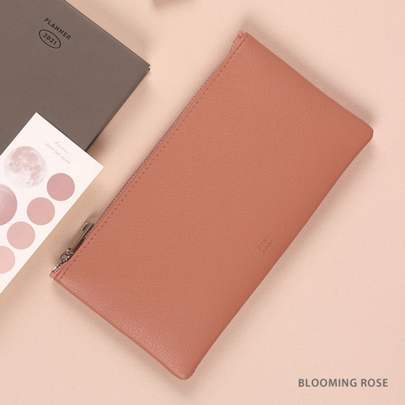 Blooming Rose - Dash And Dot Be simple synthetic leather zipper pen pouch