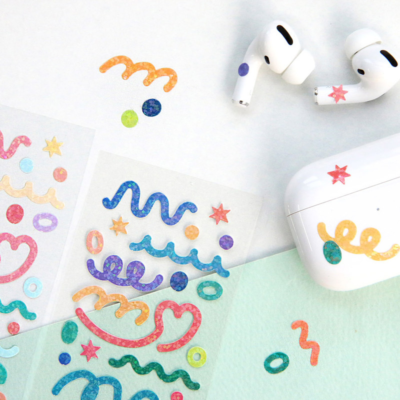 Usage example - ICONIC Confetti glitter hologram removable sticker pack