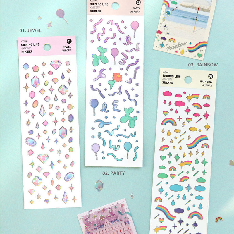 Pack of ICONIC Shining line color removable sticker pack
