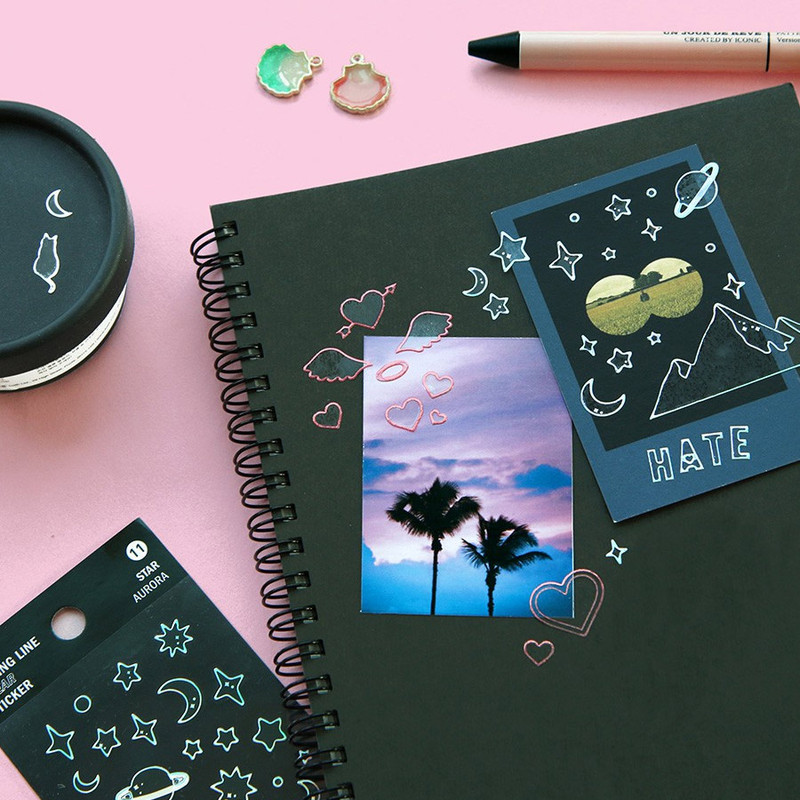 Usage example - ICONIC Shining line clear removable sticker pack A