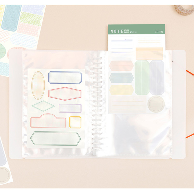Usage example - Basic 20 rings sticker organizer book with label stickers Usage example - Basic 20 rings sticker organizer book with label stickers