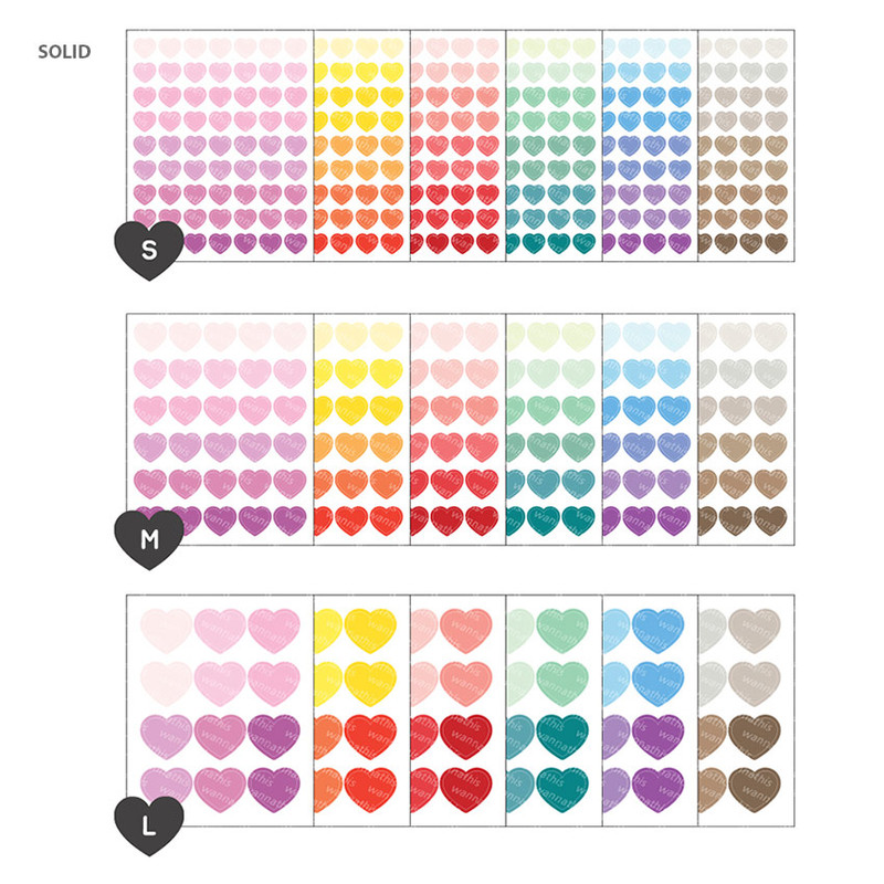 Solid - Colorful heart deco sticker set