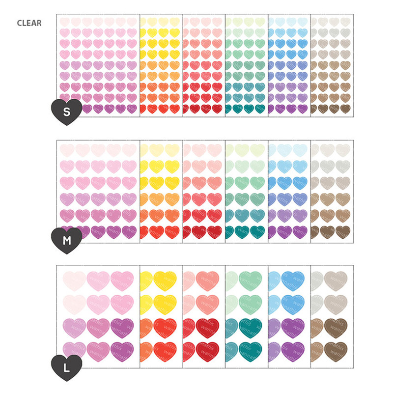 Clear - Colorful heart deco sticker set