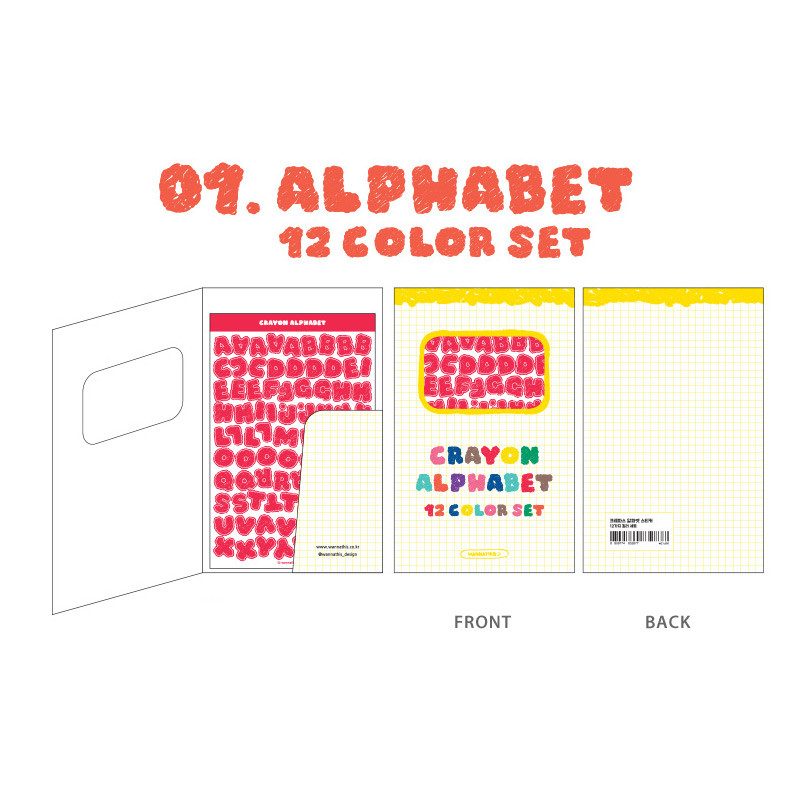 Alphabet - Wanna Tahis Crayon Alphabet number 12 colors paper sticker set Alphabet - Wanna Tahis Crayon Alphabet number 12 colors paper sticker set