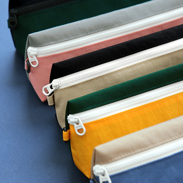 Detail of Indigo Mungunyang triangle zipper pencil case pouch