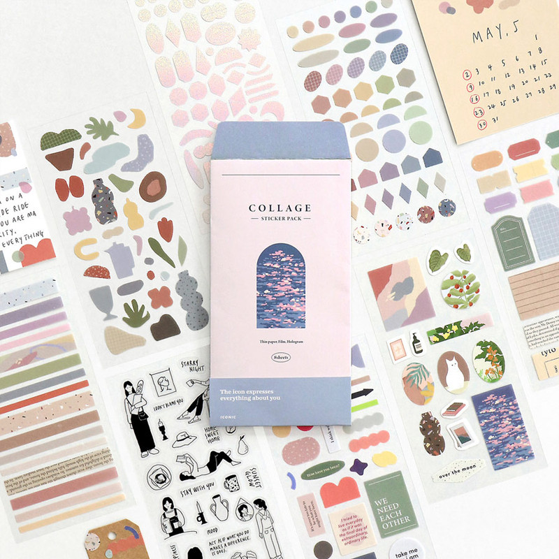 ICONIC Collage sticker pack of 8 sheets