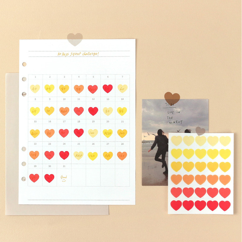 Heart medium clear sticker set of 3 sheets