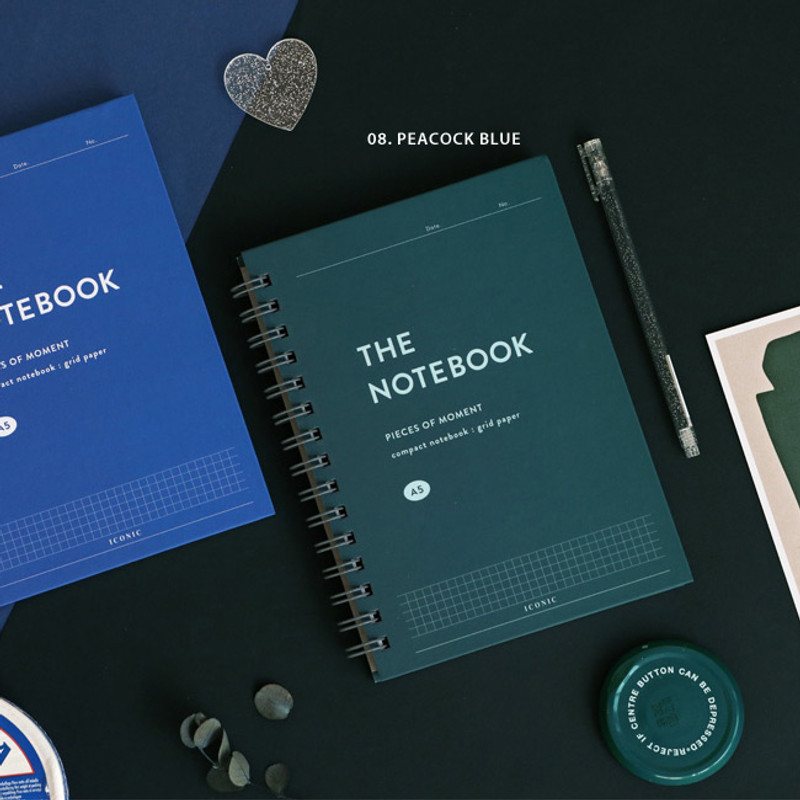 08 peacock blue - ICONIC Compact A5 wire bound grid notebook