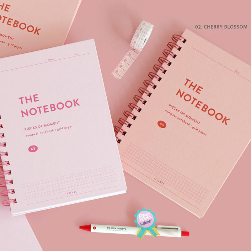  02 Cherry blossom - ICONIC Compact A5 wire bound grid notebook