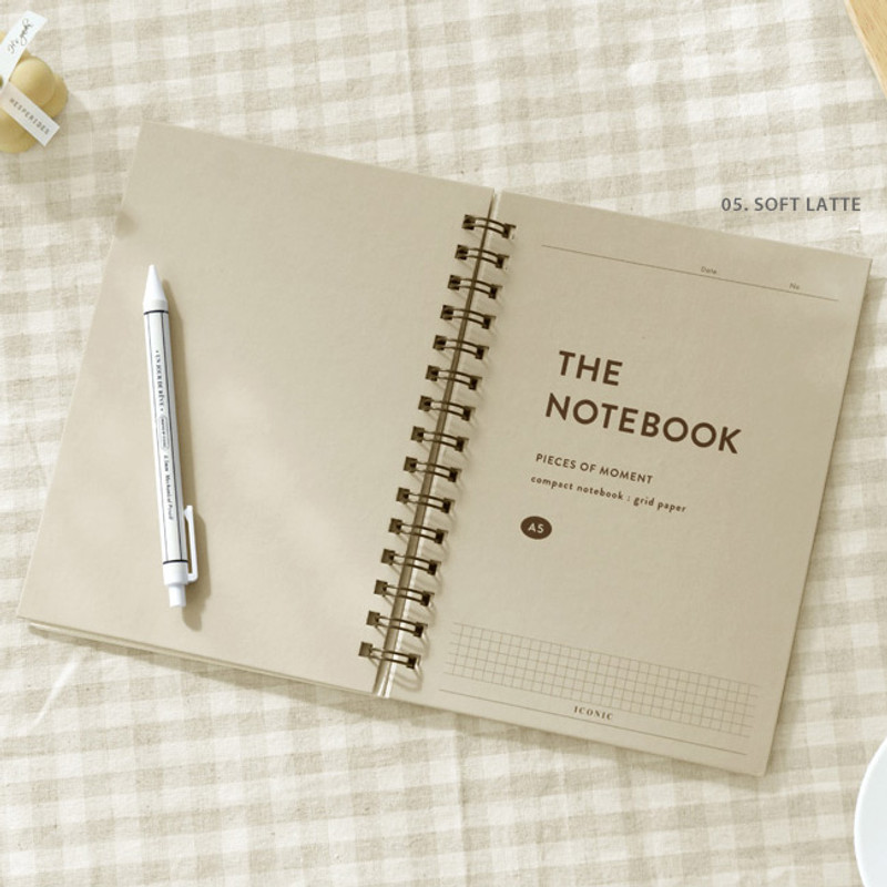 05 Cafe Latte - ICONIC Compact A5 wire bound grid notebook