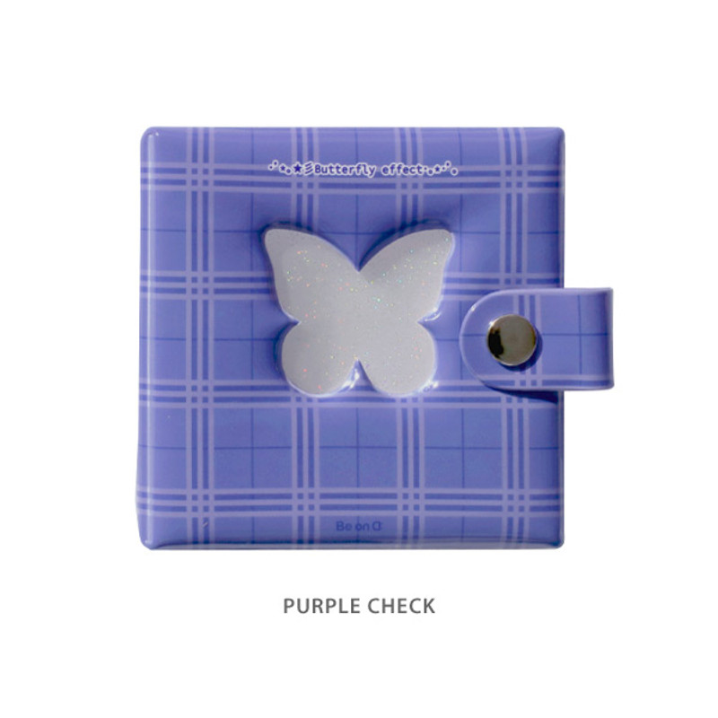 Purple check - Instax mini 3 ring slip in pocket photo album Purple check - Instax mini 3 ring slip in pocket photo album