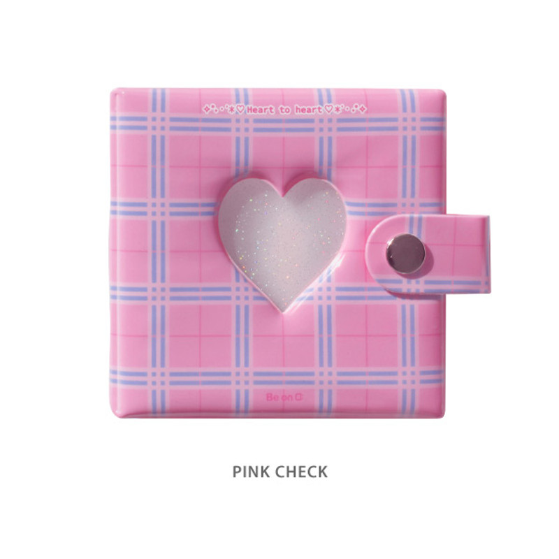 Pink check - Instax mini 3 ring slip in pocket photo album Pink check - Instax mini 3 ring slip in pocket photo album