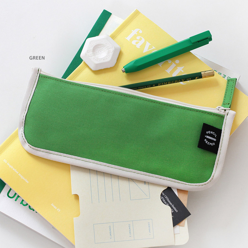 Green - 2NUL Pencil keeper flat zipper cotton pen case Green - 2NUL Pencil keeper flat zipper cotton pen case
