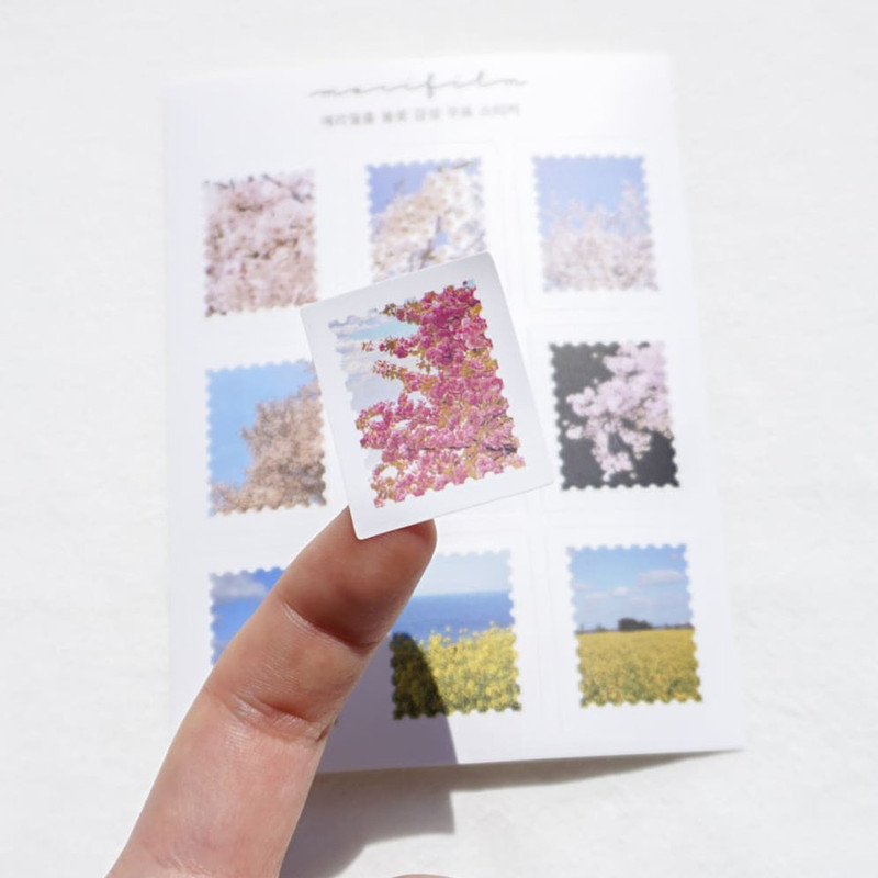 Meri Film Spring flowers post stamp sticker sheets set