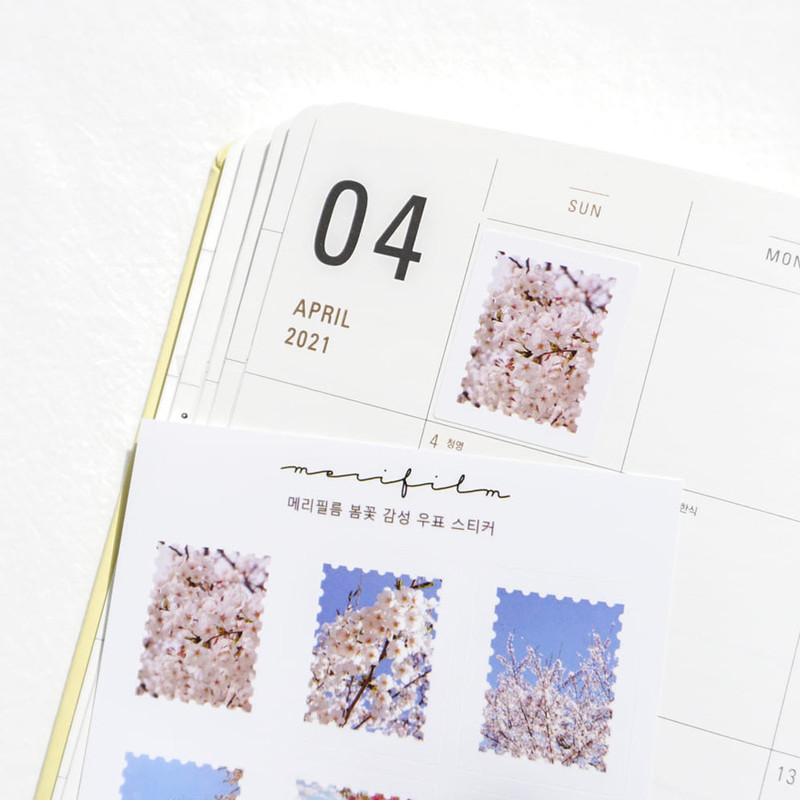 Usage example - Meri Film Spring flowers post stamp sticker sheets set