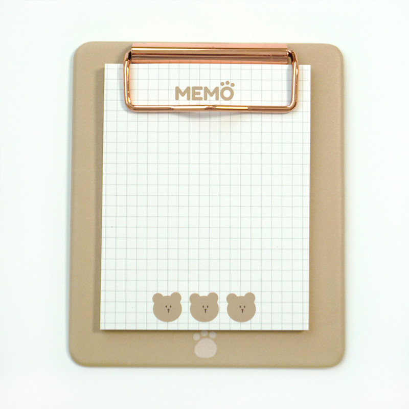 Front - N.IVY Cozy Bear clipboard holder with sticky notepad Front - N.IVY Cozy Bear clipboard holder with sticky notepad