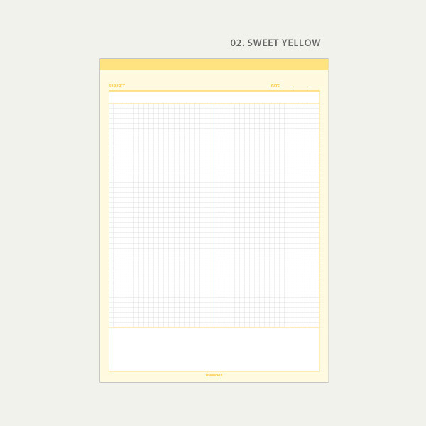 02 Sweet yellow - Wanna This Standard writing B5 half divided grid notepad