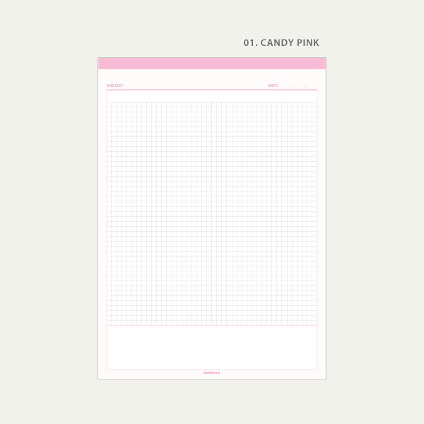 01 Candy pink - Wanna This Standard writing B5 half divided grid notepad