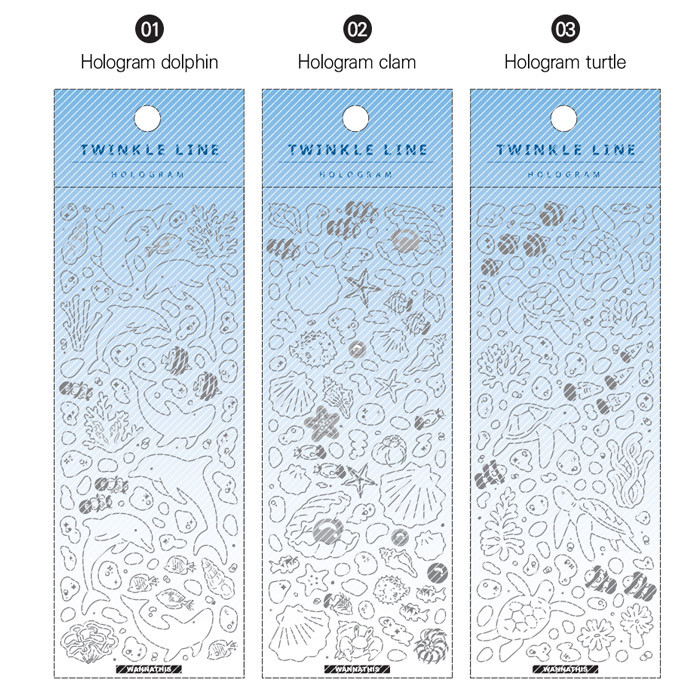 01-03 Hologram Option - Wanna This Ocean Twinkle Line Sticker