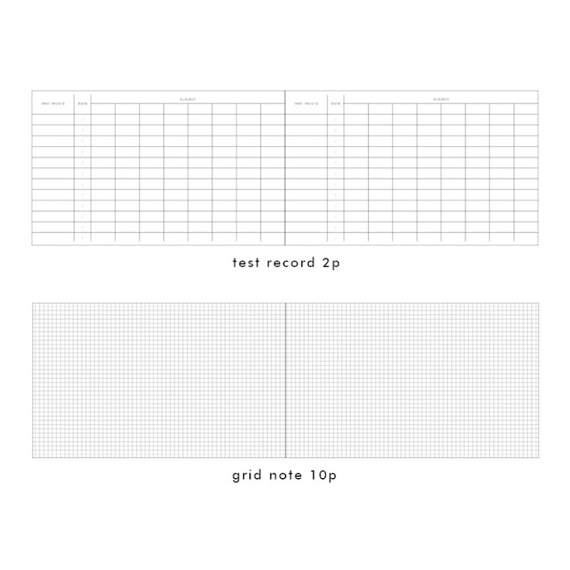 Test record & grid note - Stay Steady 6 Months Dateless Weekly Study Planner