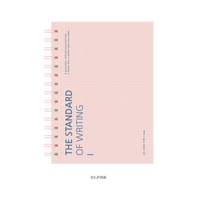 03 pink - Wanna This Standard Writing A5 Wire Bound Grid Notebook
