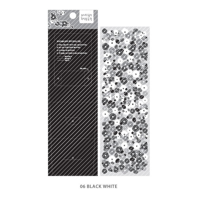 06 Black white - Wanna This Forest's Monggeul Flower Paper Sticker 06 Black white - Wanna This Forest's Monggeul Flower Paper Sticker
