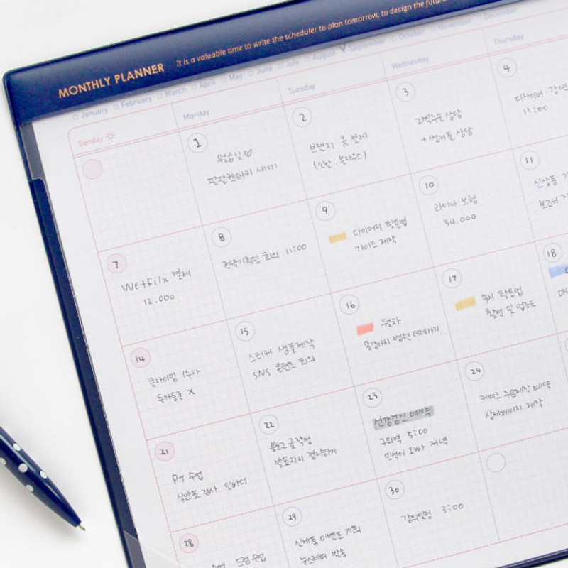 Navy - Jam studio A4 Monthly Dateless Desk Pad Planner Navy - Jam studio A4 Monthly Dateless Desk Pad Planner