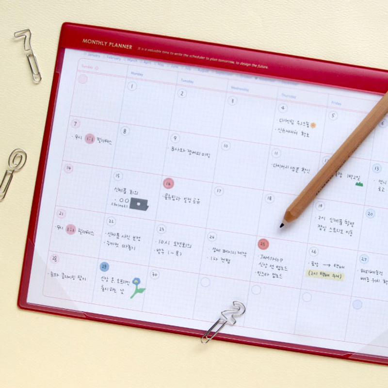Red - Jam studio A4 Monthly Dateless Desk Pad Planner Red - Jam studio A4 Monthly Dateless Desk Pad Planner