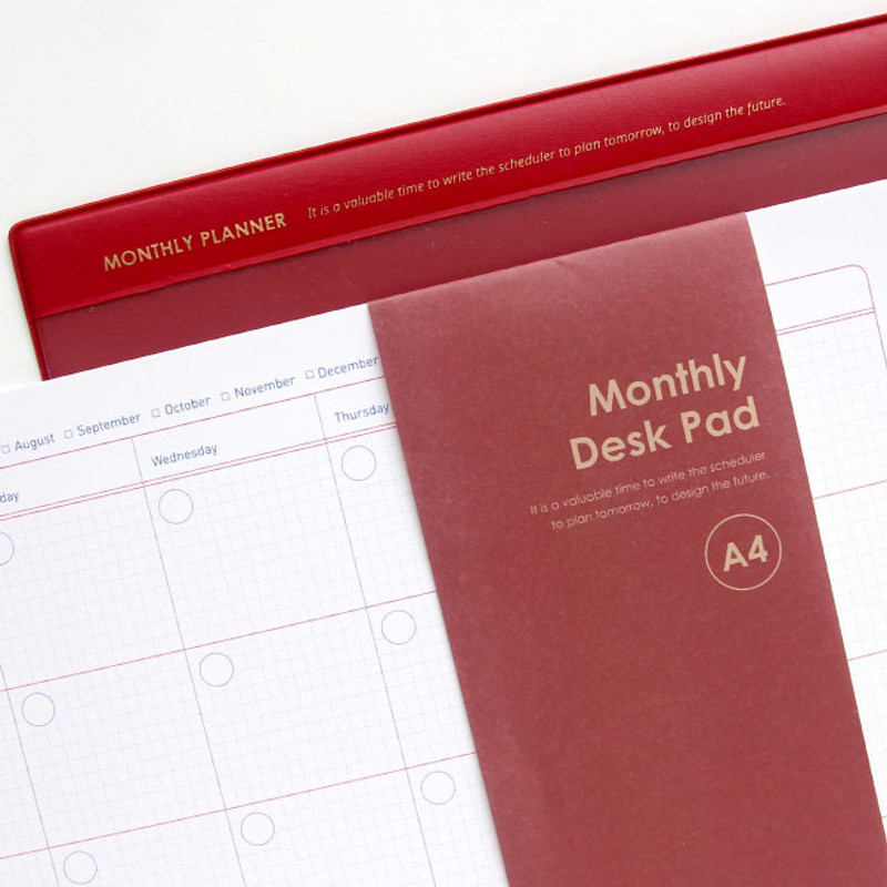 Red - Jam studio A4 Monthly Dateless Desk Pad Planner Red - Jam studio A4 Monthly Dateless Desk Pad Planner