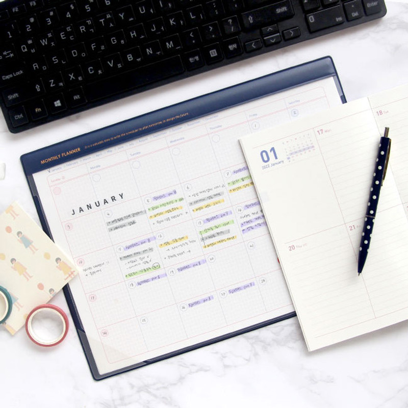 Navy - Jam studio A4 Monthly Dateless Desk Pad Planner Navy - Jam studio A4 Monthly Dateless Desk Pad Planner