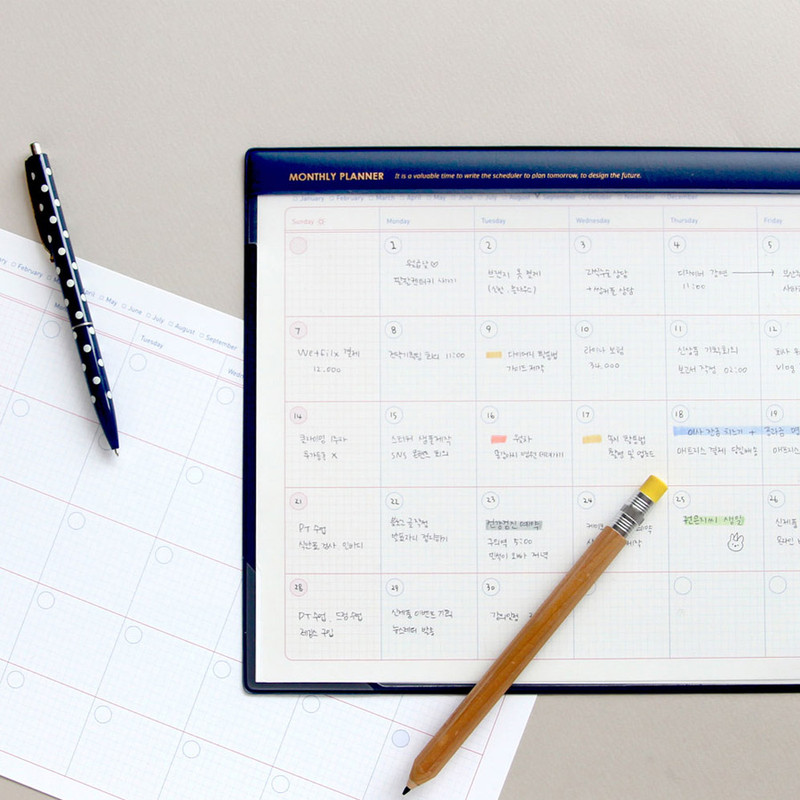 Navy - Jam studio A4 Monthly Dateless Desk Pad Planner Navy - Jam studio A4 Monthly Dateless Desk Pad Planner