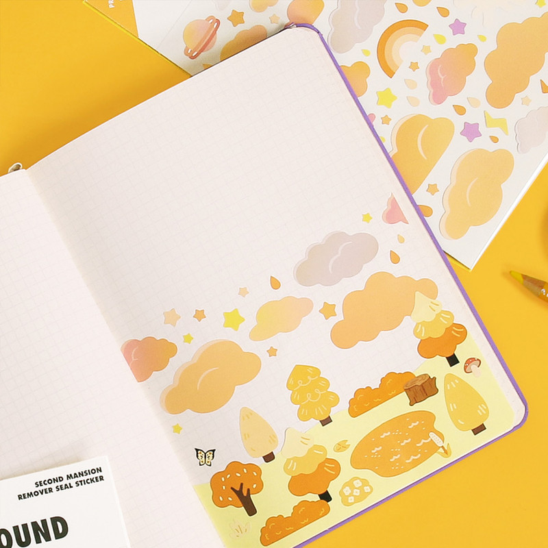 Usage example - Second Mansion Background Forest Paper Sticker Pack 01-06