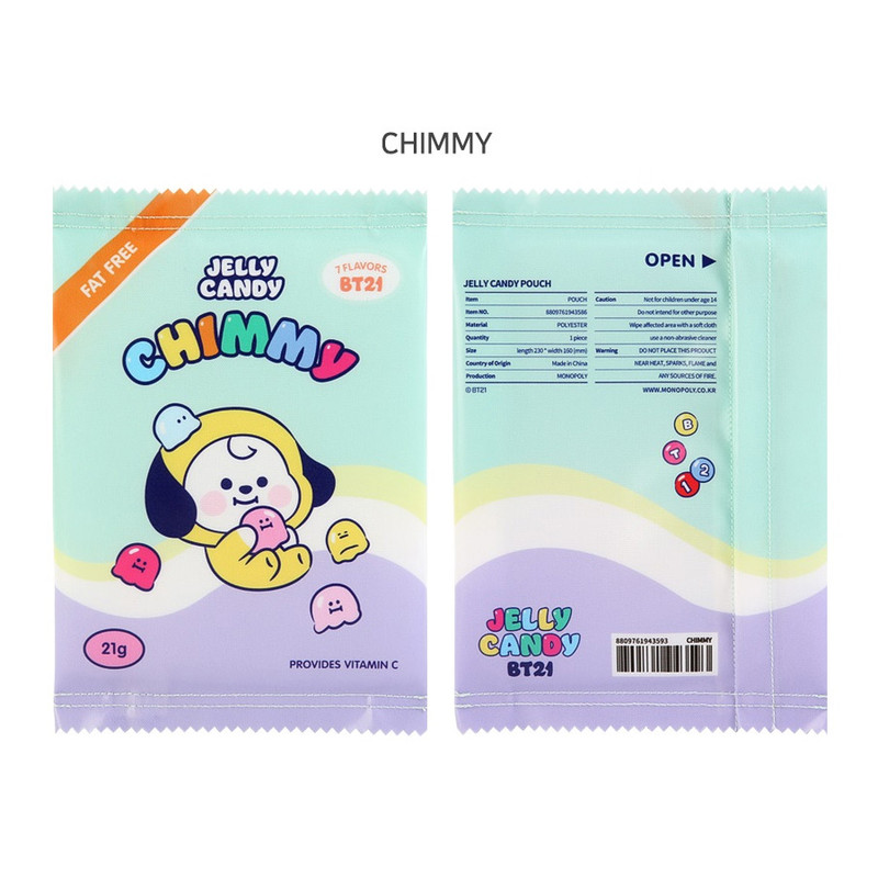 CHIMMY - BT21 Jelly Candy Baby Snack Package Large Zipper Pouch CHIMMY - BT21 Jelly Candy Baby Snack Package Large Zipper Pouch