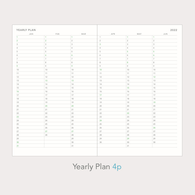 Yearly plan - Paperian 2022 A'round the Day A6 dated weekly diary planner Yearly plan - Paperian 2022 A'round the Day A6 dated weekly diary planner
