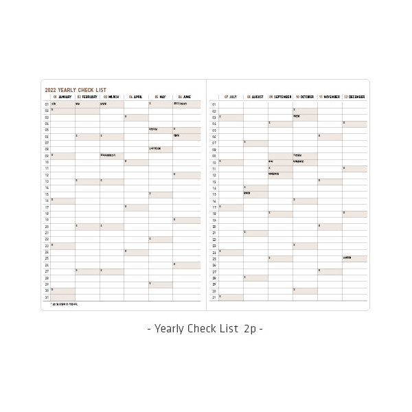 Yearly checklist - Ardium 2022 Simple Small Dated Weekly Planner Scheduler