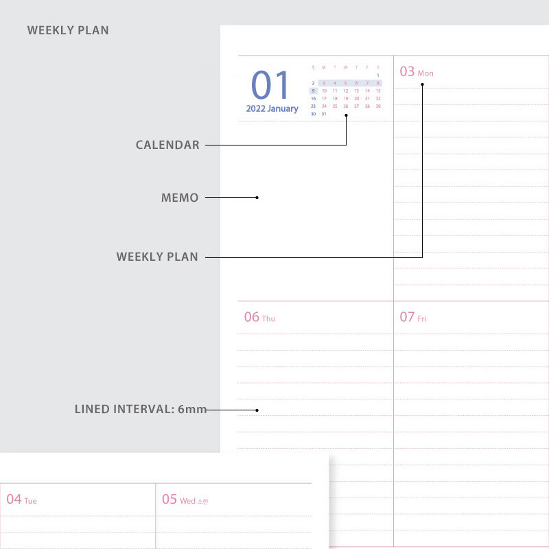 Weekly plan - Jam Studio 2022 OH Dated Weekly Diary Planner