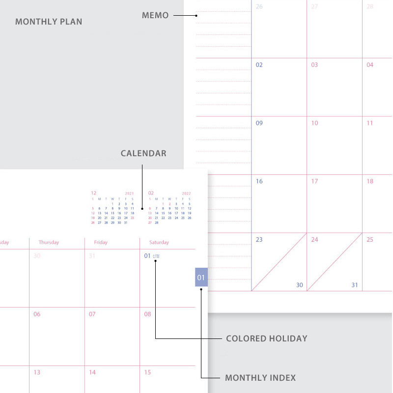 Monthly plan - Jam Studio 2022 One Fine Day Dated Weekly Diary Planner