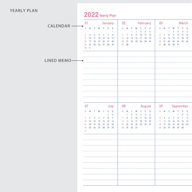 Yearly plan - Jam Studio 2022 One Fine Day Dated Weekly Diary Planner