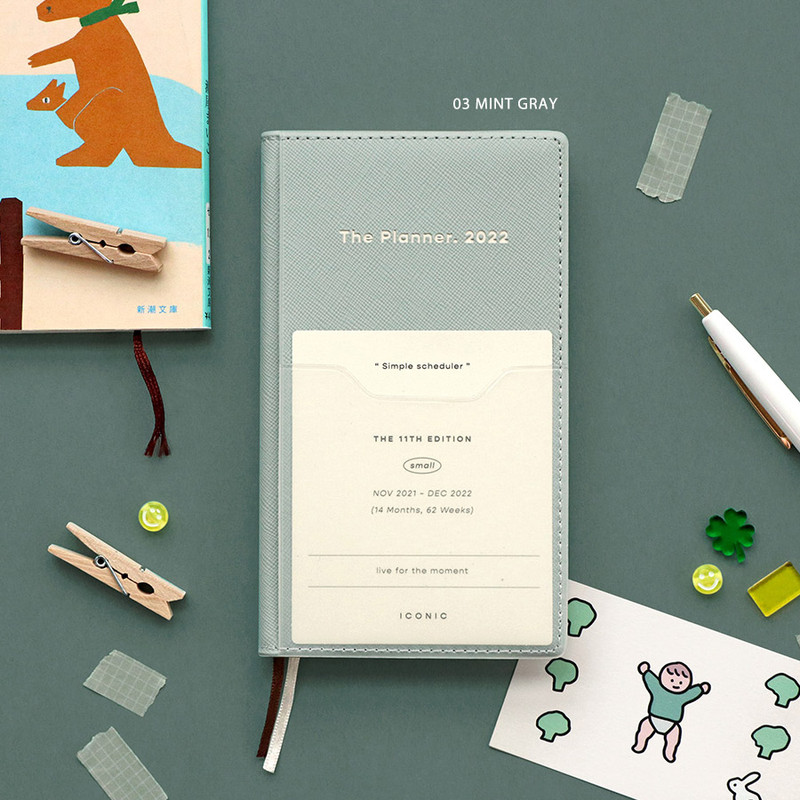 03 Mint Gray - ICONIC 2022 Simple Small Dated Weekly Diary Planner 03 Mint Gray - ICONIC 2022 Simple Small Dated Weekly Diary Planner
